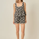 Embroidered Scallop Drawstring Shorts