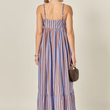 Bold Stripe Beaded Strap Maxi Dress