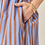 Bold Stripe Beaded Strap Maxi Dress