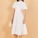 Eyelet Cinched Waist Midi Dress