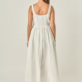 Embroidered Tie Detail Midi Dress