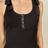 Mixed Media Bow Tie Ribbed Henley