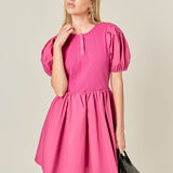 Mixed Media Henley Mini Dress