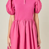 Mixed Media Henley Mini Dress