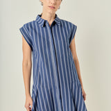 Collar Flare Skirt Mini Dress