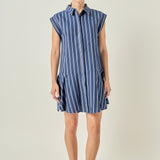Collar Flare Skirt Mini Dress