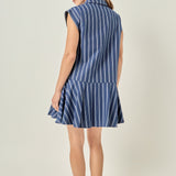 Collar Flare Skirt Mini Dress