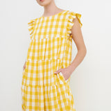 Textured Gingham Maxi Tiered Baby Doll Dress