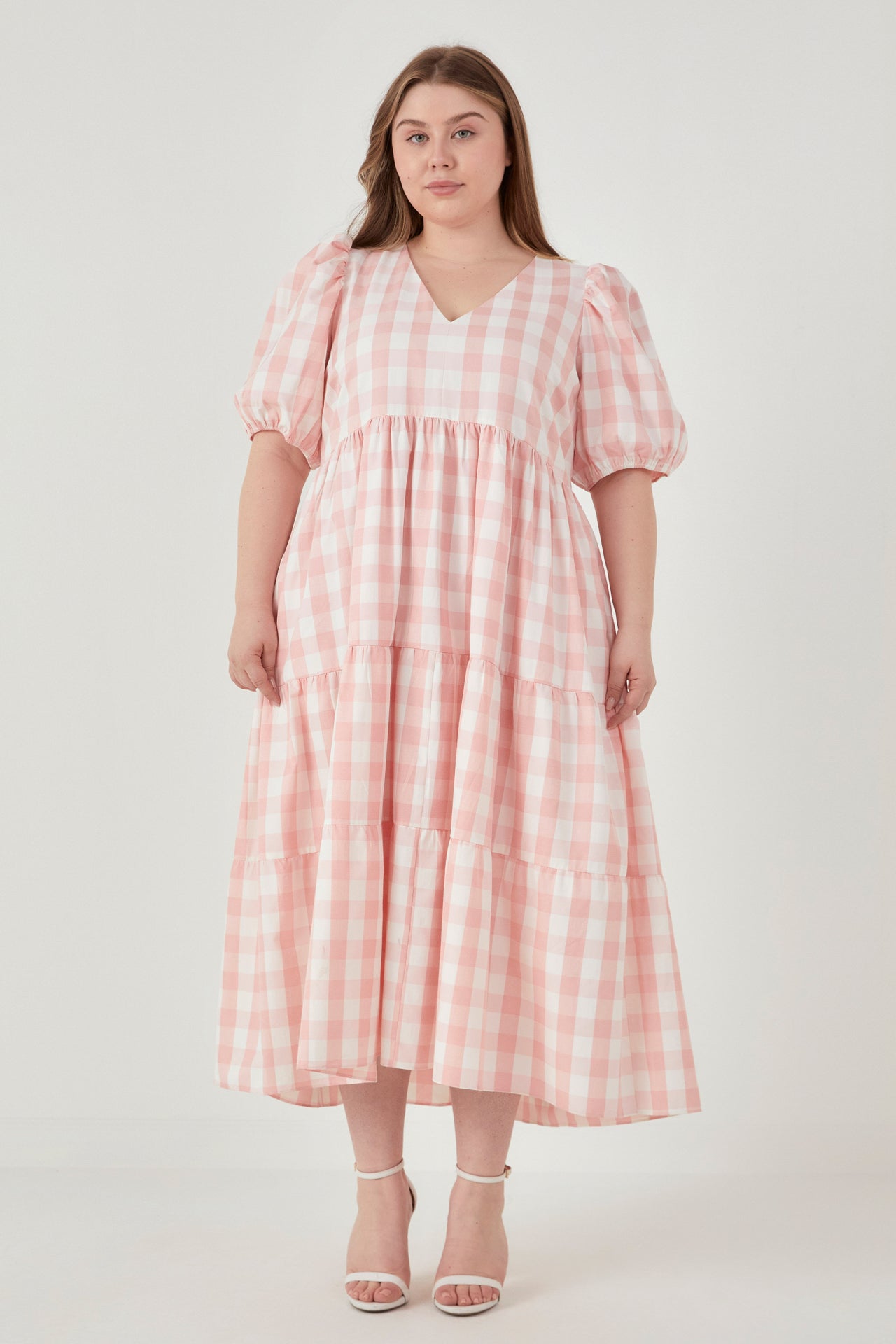 Gingham puff sale sleeve dress