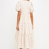 Gingham Puff Sleeve Midi Dress- Sold Out