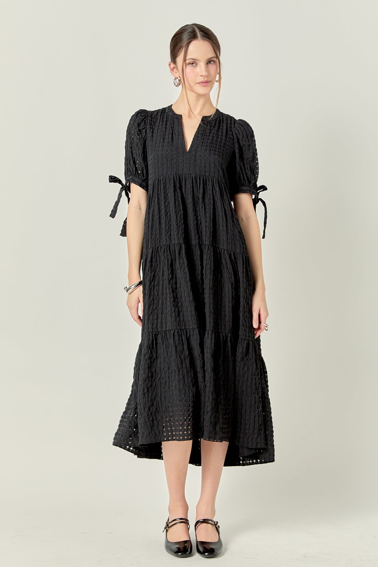 Gingham Tiered Midi Dress