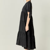 Gingham Tiered Midi Dress in Black