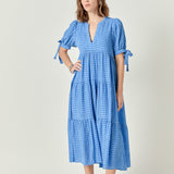 Gingham Tiered Midi Dress