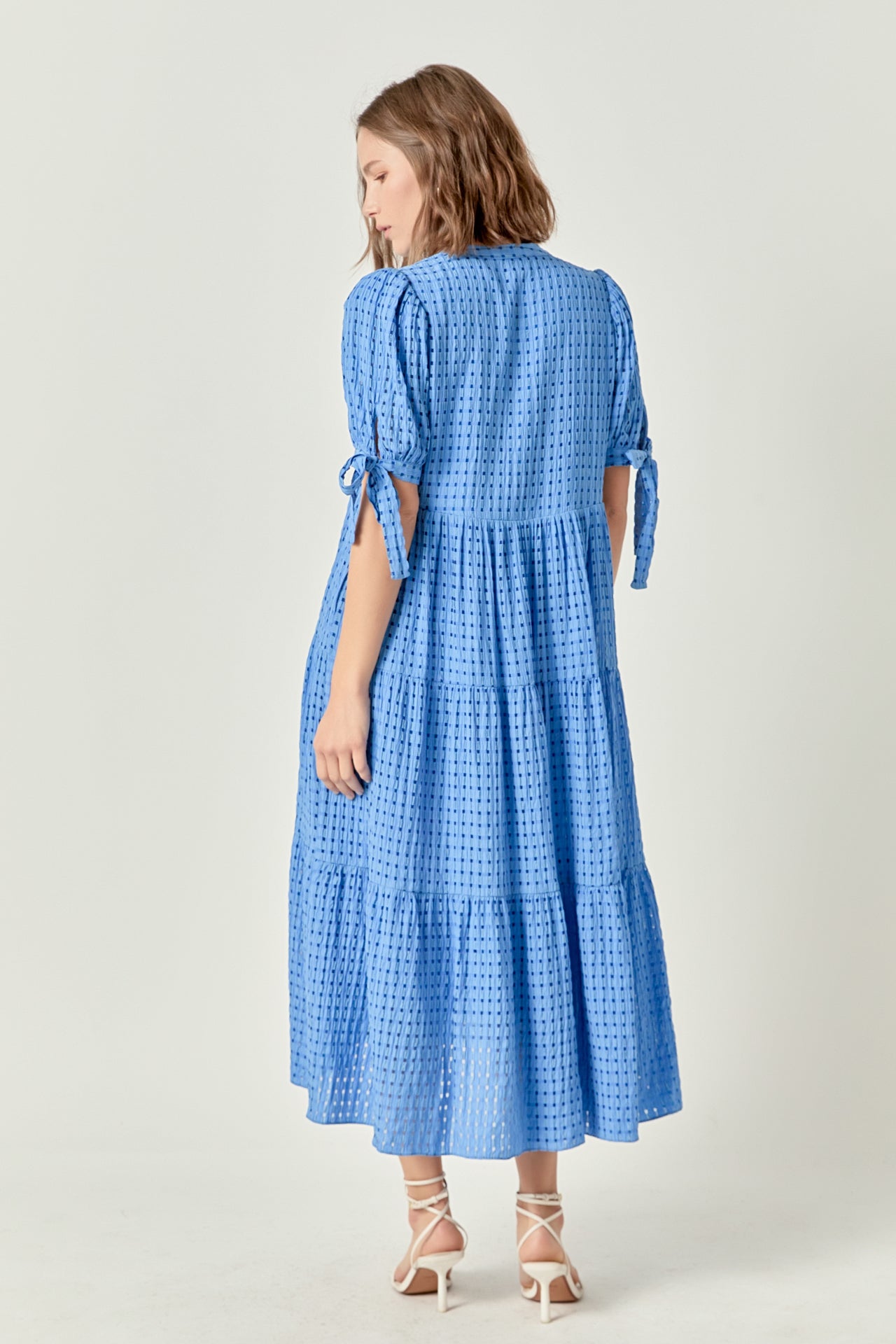 ワンピース MEDI GINGHAMCHECK 2WAY PUFFSLEEVE DRESS Ameri（アメリ）の「MEDI GINGHAM CHECK 2WAY PUFF SLEEVE DRESS