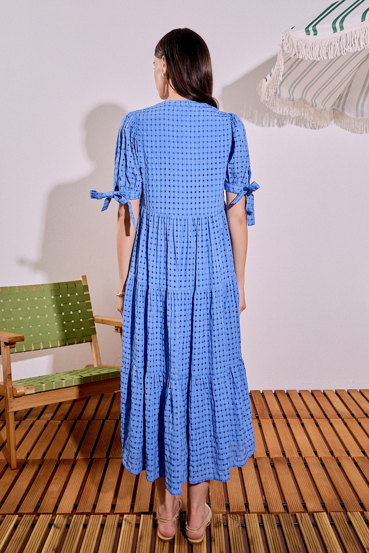 Gingham Tiered Midi Dress – English Factory