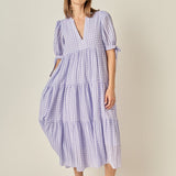 Gingham Tiered Midi Dress