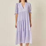 Gingham Tiered Midi Dress
