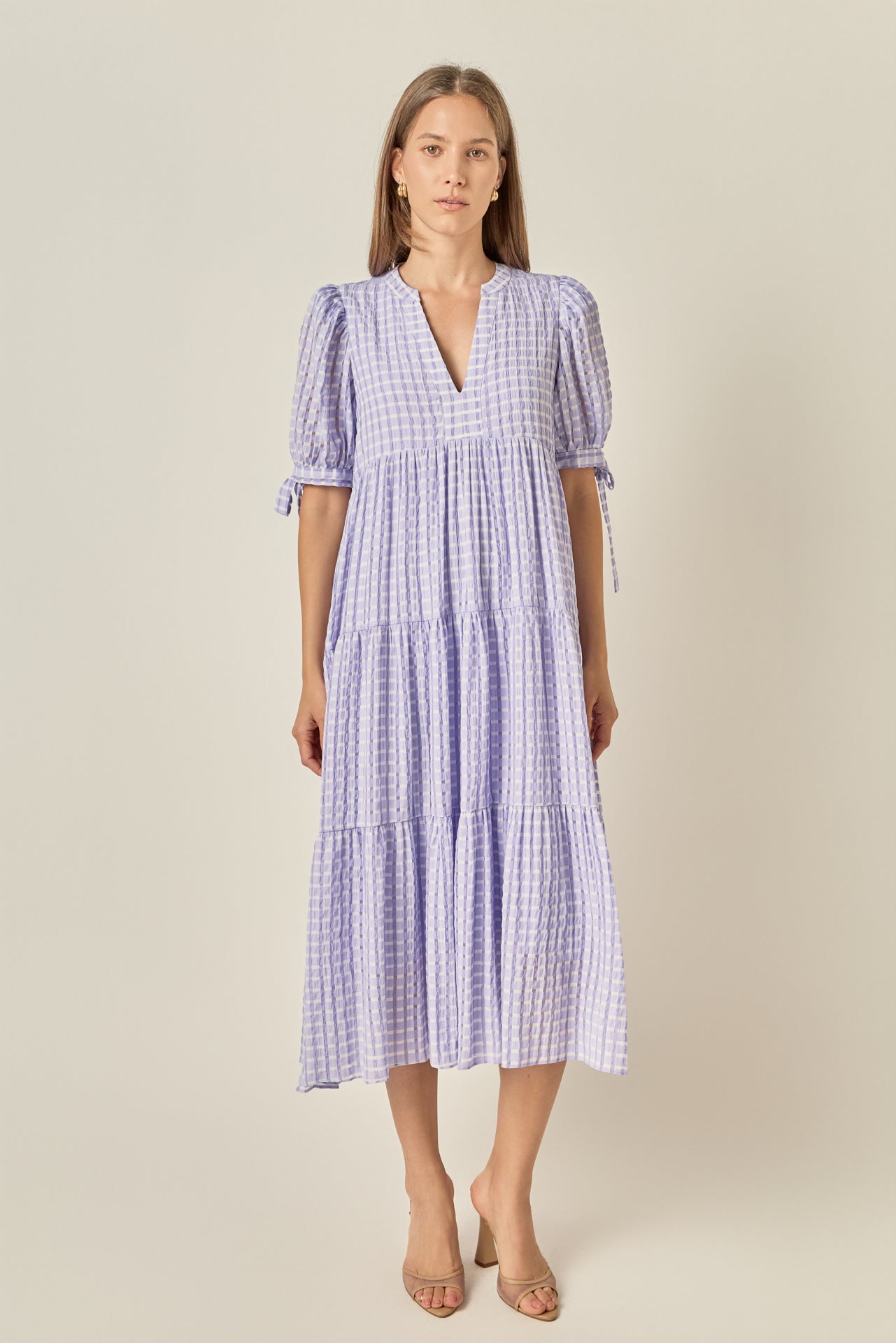 english factory short puff sleeve midi dress English Factory