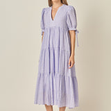 Gingham Tiered Midi Dress