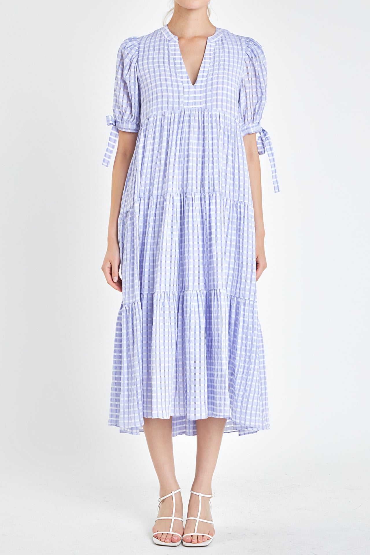 Fitted gingham midi dress best sale