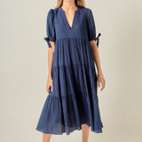 Gingham Tiered Midi Dress