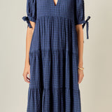 Gingham Tiered Midi Dress