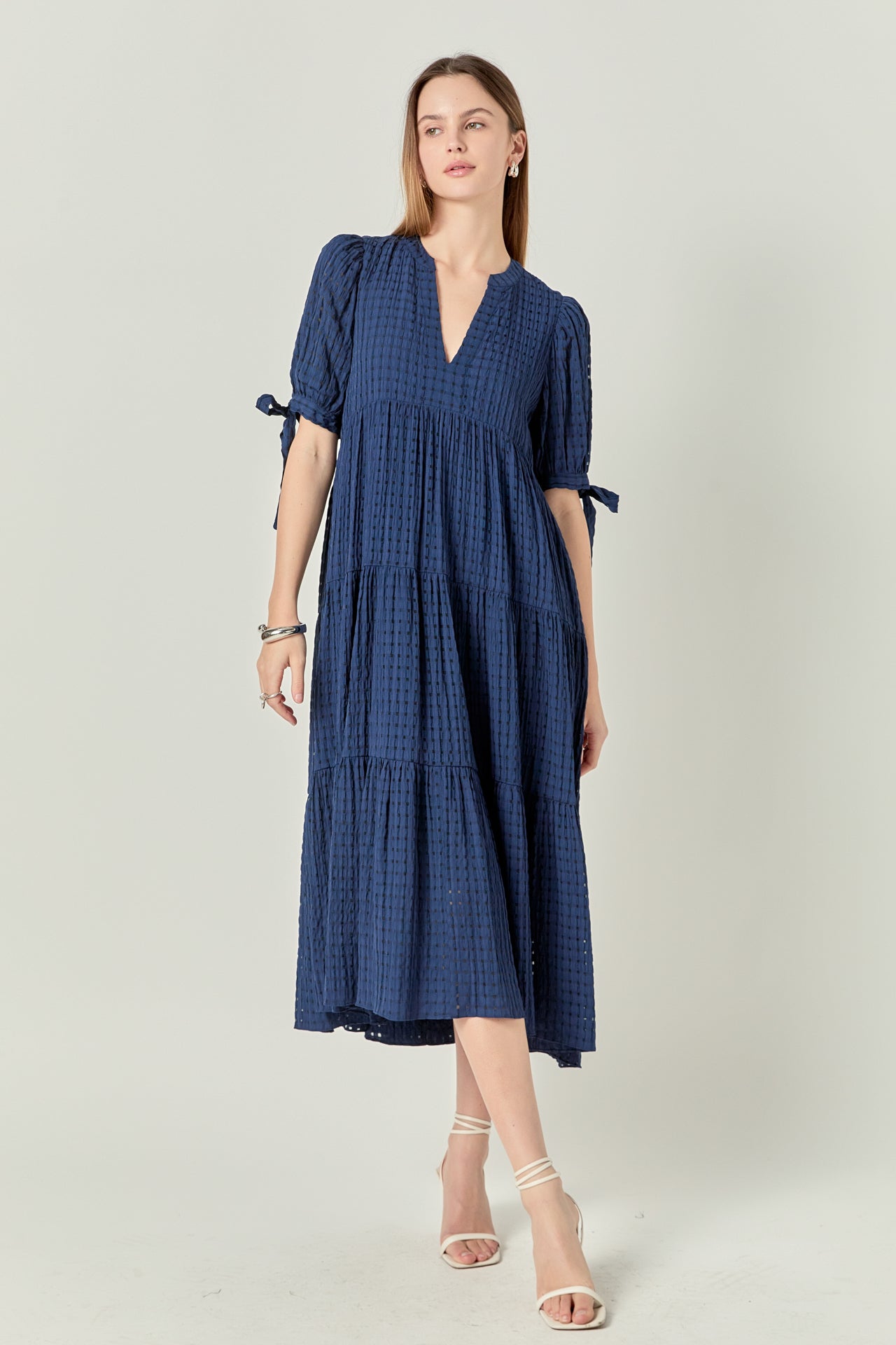 Gingham Tiered Midi Dress