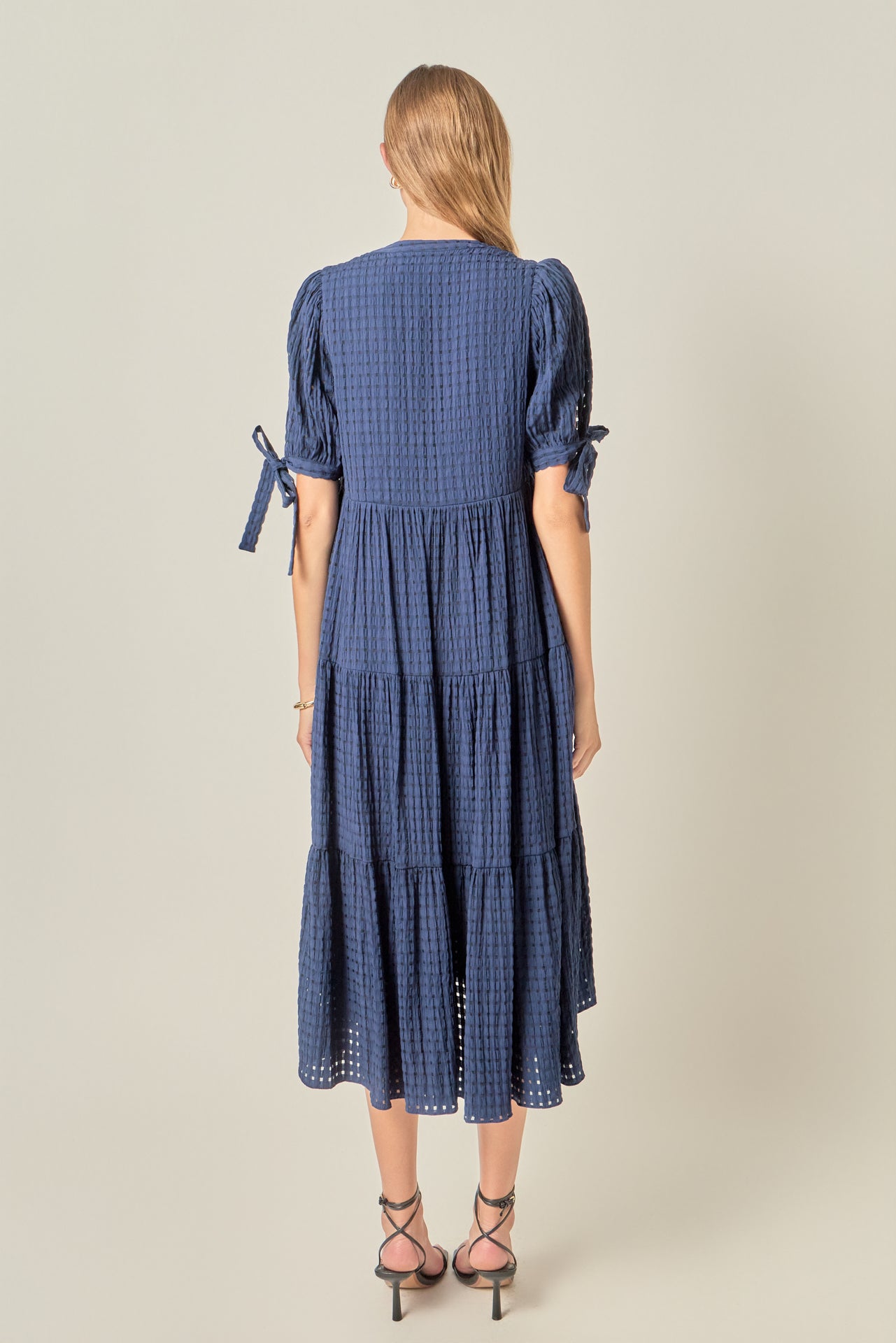 english factory gingham tiered midi dress Maternity Friendly Styles