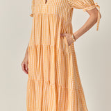 Gingham Tiered Midi Dress