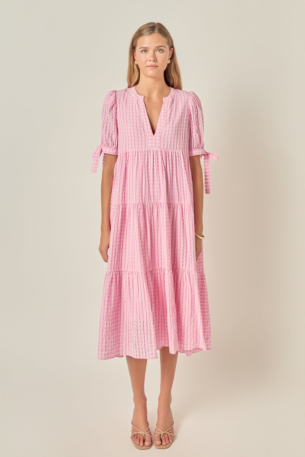 Gingham Tiered Midi Dress
