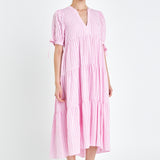 Gingham Tiered Midi Dress