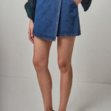 Denim Wrap Mini Skirt