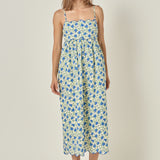 Ditsy Floral Scallop Detail Midi Dress