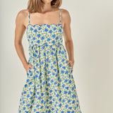 Ditsy Floral Scallop Detail Midi Dress
