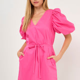 Puff Sleeve A-line Shift Mini Dress