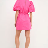 Puff Sleeve A-line Shift Mini Dress