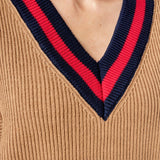 Tipped Rib Knit Sweater Vest
