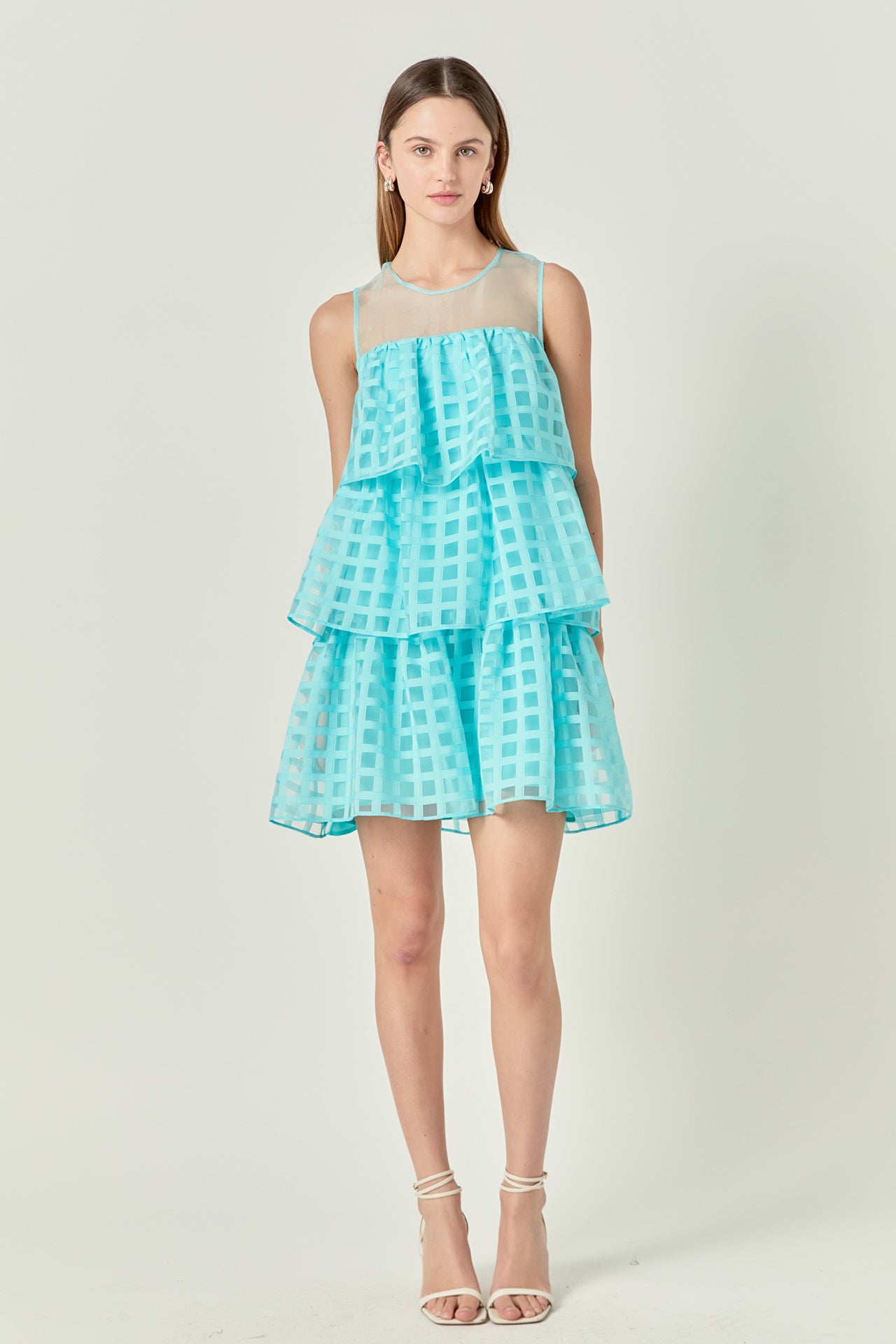 english factory gridded organza dress English Factory