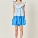 Colorblock Ruffled Shift Dress