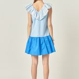 Colorblock Ruffled Shift Dress