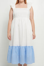 Load image into Gallery viewer, Shoulder Ruffled Gingham Accent Midi Dress
