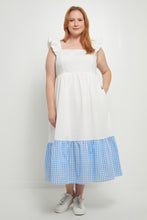 Load image into Gallery viewer, Shoulder Ruffled Gingham Accent Midi Dress

