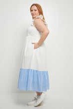 Load image into Gallery viewer, Shoulder Ruffled Gingham Accent Midi Dress
