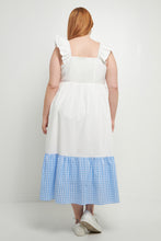 Load image into Gallery viewer, Shoulder Ruffled Gingham Accent Midi Dress
