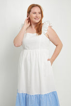 Load image into Gallery viewer, Shoulder Ruffled Gingham Accent Midi Dress
