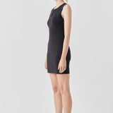 Front Zip Sleeveless Knit Mini Dress