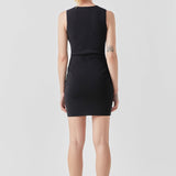 Front Zip Sleeveless Knit Mini Dress