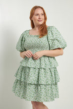 Load image into Gallery viewer, Crinkled Floral Linen Smocked Tiered Mini
