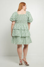 Load image into Gallery viewer, Crinkled Floral Linen Smocked Tiered Mini
