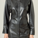 Faux Leather Cinched Mini Dress